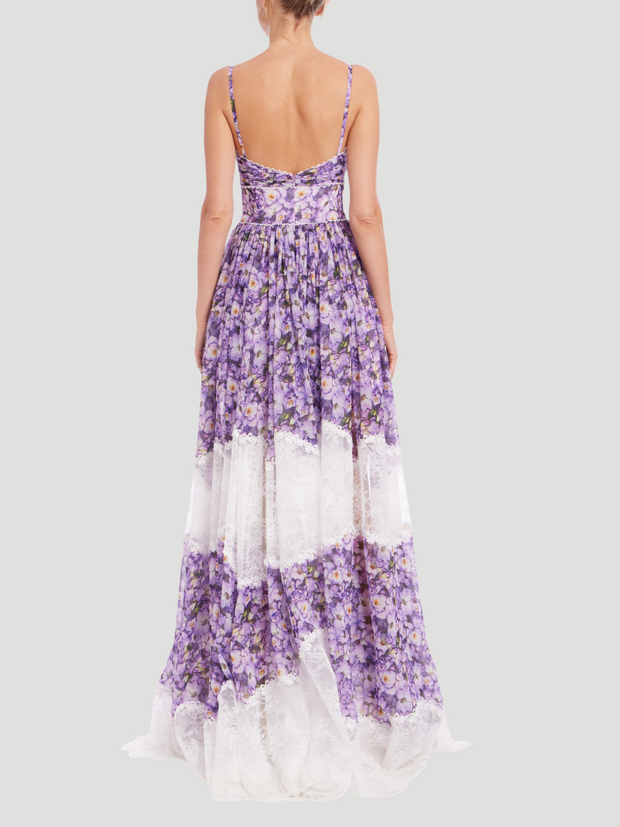 V-Neck Floor-Length Chiffon Formal A-Line Gown Badgley Mischka EG4516