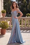 Long Corset Prom Dresss with Beaded Drape Slit Wholesale