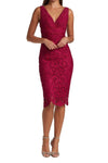 Cocktail Dresses Short Fitted Bodycon Slit Lace Cocktail Dress Cerise Red