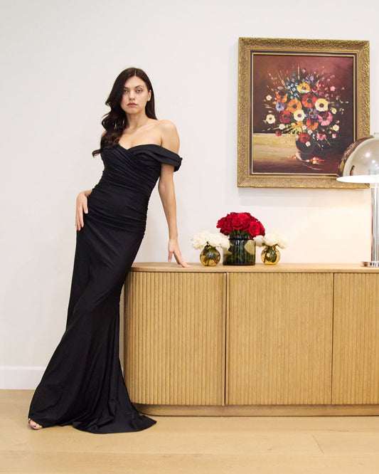 Long Stretch Formal Off Shoulder Dress Wholesale