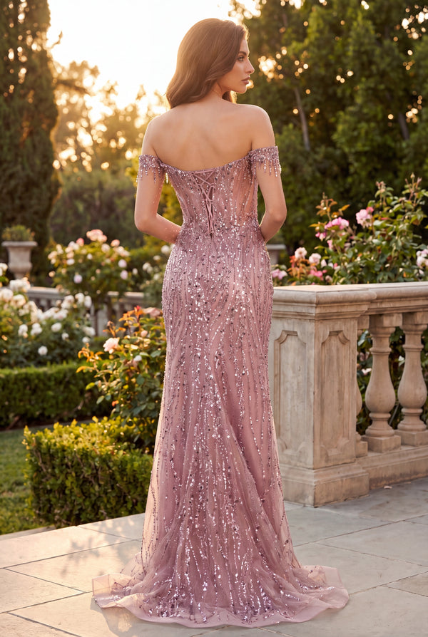Fitted Off Shoulder Sequin Prom Formal Dress Wholesale