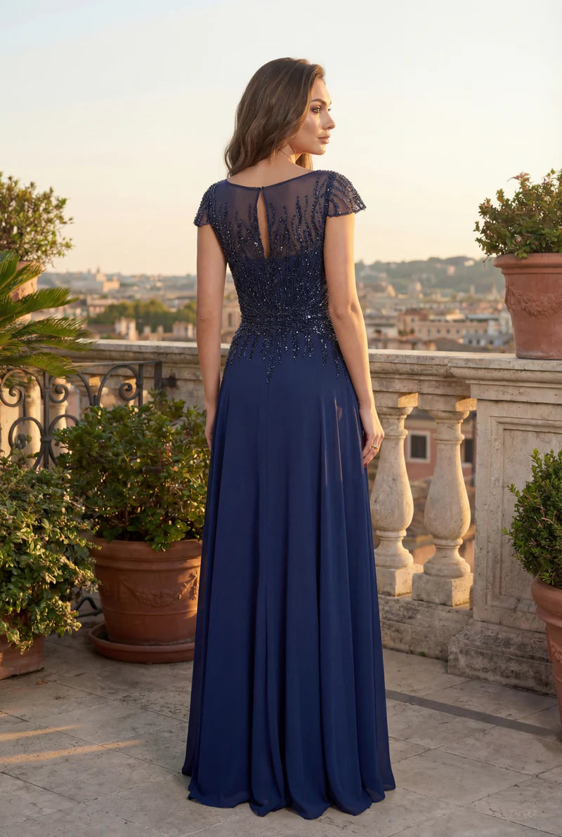 Beaded Bodice Long Formal A Line Evening Dress Wholesale