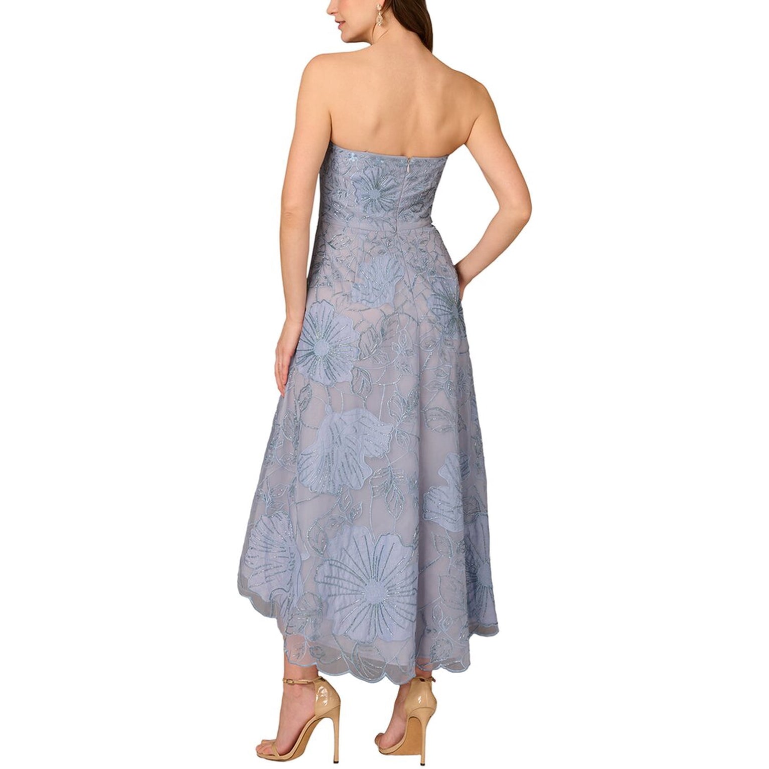 Aidan Mattox MD1E209554 Strapless High Low Floral Dress Wholesale