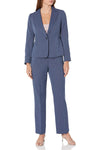 Pant Suit Long Formal Two Piece Collar Petite Pant Suit Denim Blue