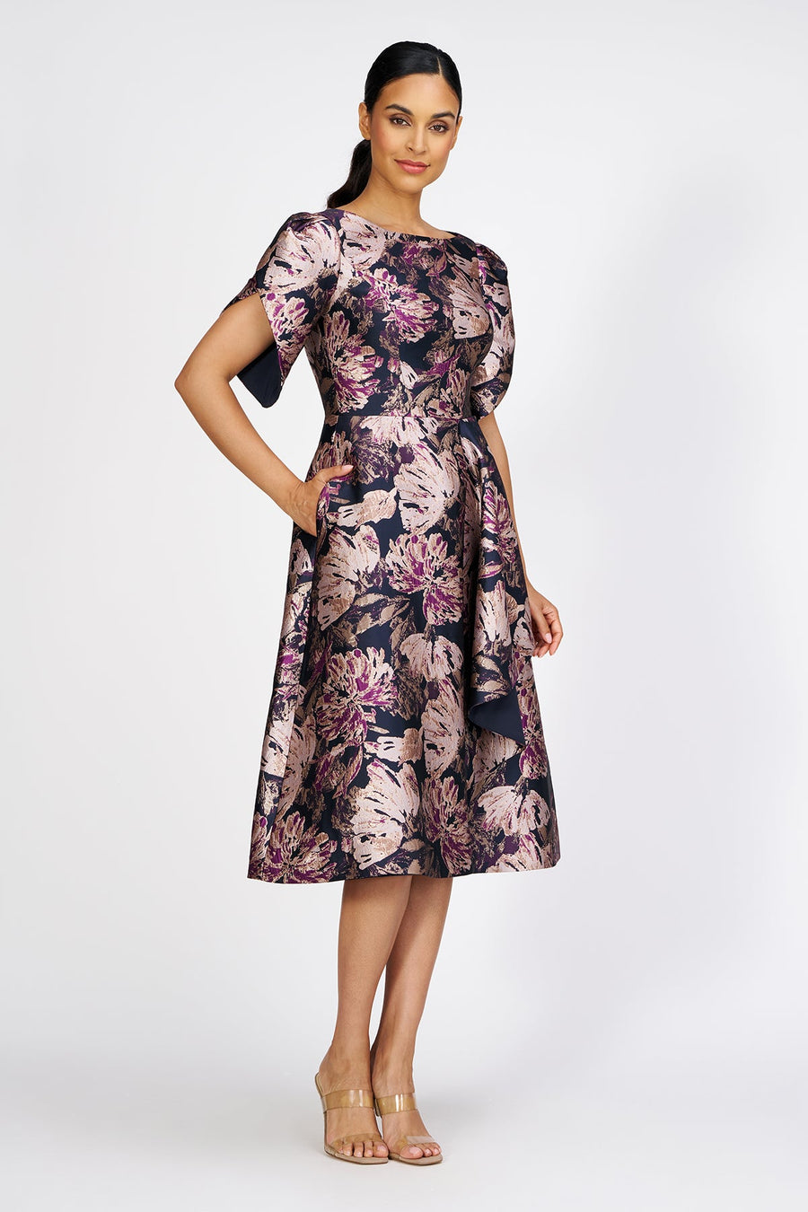 Kay Unger Natasha Midi Dress in French Navy