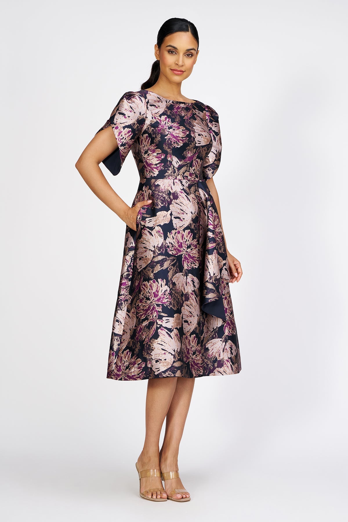 Kay Unger Natasha Midi Dress in French Navy