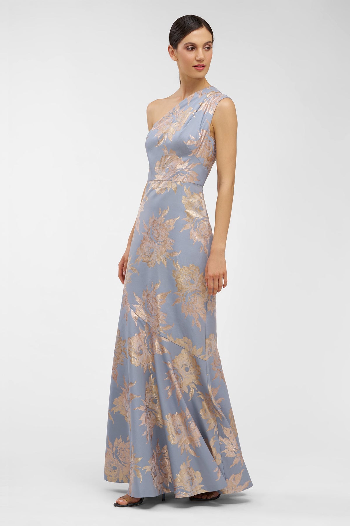 One-Shoulder Metallic Jacquard Gown Kay Unger 55113730 Wholesale