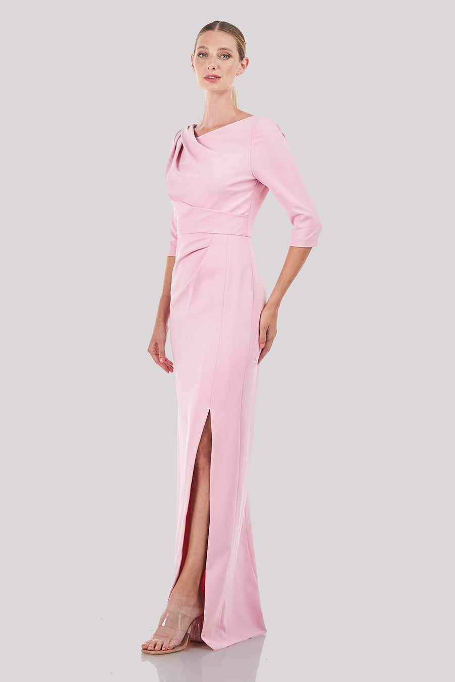 Margerite Pleated Side Slit Column Gown Kay Unger 5519277