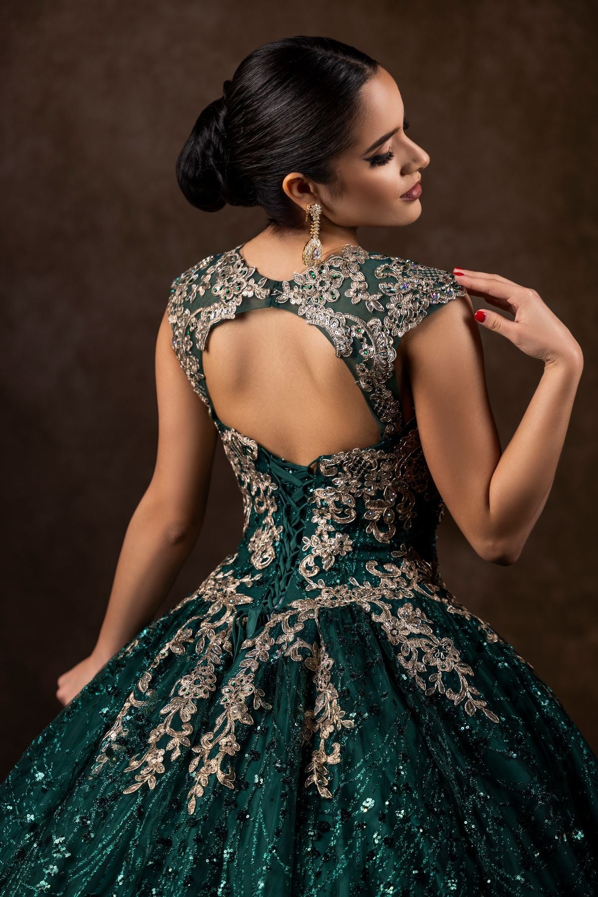 Long Cap Sleeve Quinceanera Ball Gown Wholesale