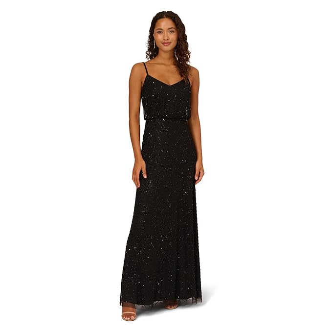 Long Beaded Blousun Gown Adrianna Papell 91866700