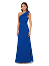 Violet Cobalt Adrianna Papell AP1E210970 One-Shoulder Long Crepe Formal Bow Gown