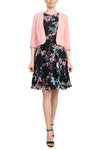 Cocktail Dresses Short Floral Print Bolero Cocktail Dress Blush Black
