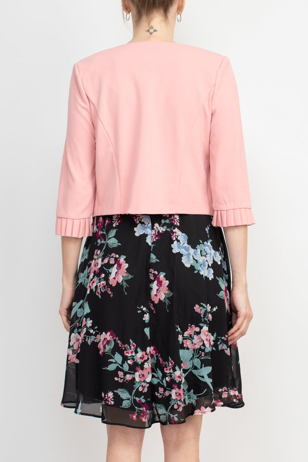 Cocktail Dresses Short Floral Print Bolero Cocktail Dress Blush Black