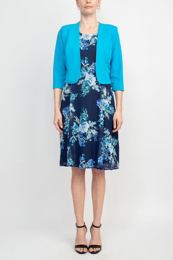 Cocktail Dresses Pinted Short Cocktail Bolero Petite Dress Blue Multi