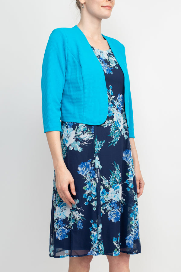 Cocktail Dresses Pinted Short Cocktail Bolero Petite Dress Blue Multi