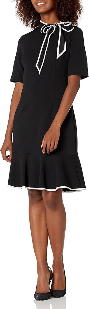 Knit Crepe Tie Neck Dress