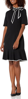 Knit Crepe Tie Neck Dress