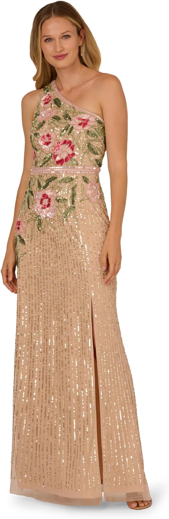 One-Shoulder Floor-Length Sequin Occasion Mermaid Adrianna Papell AP1E212672
