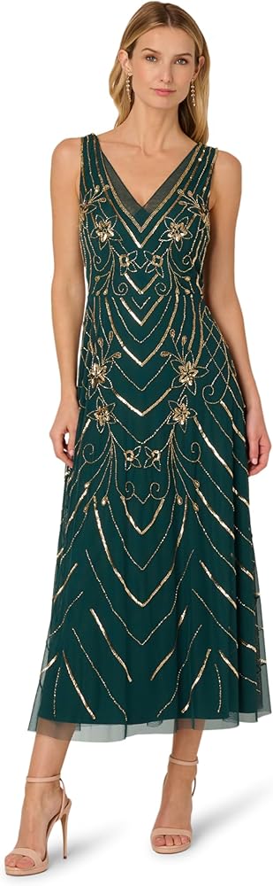 Papell Studio Beaded Mesh Dress