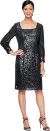 Short Square Neck Sheath Dress Alex Evenings 8196958 Wholesale