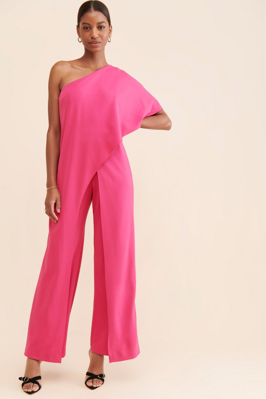 One-Shoulder Floor-Length Crepe Prom Sheath/Column Adrianna Papell AP1E201788