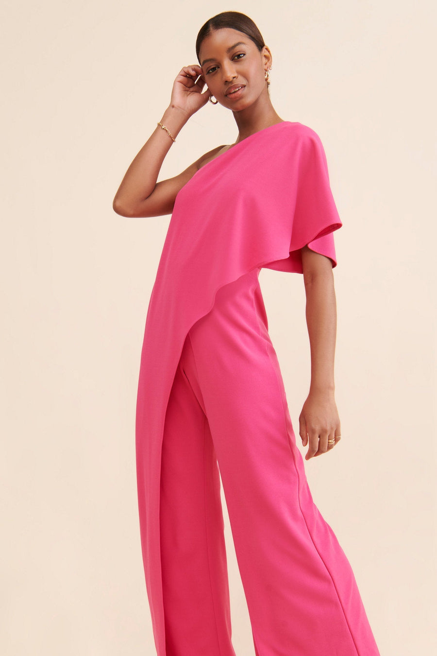 One-Shoulder Floor-Length Crepe Prom Sheath/Column Adrianna Papell AP1E201788