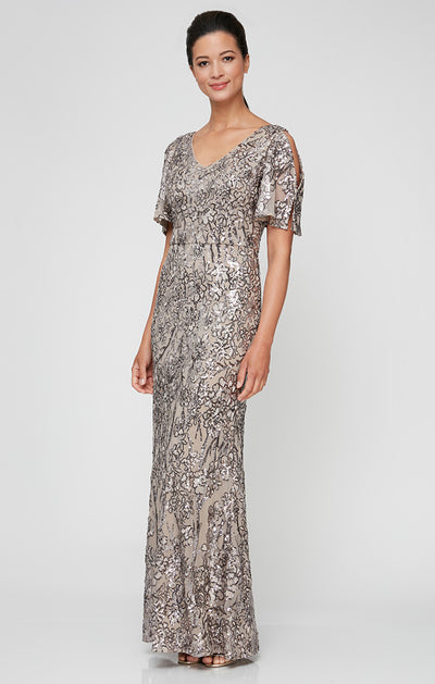 Caroline Flutter Sleeve Sequin Gown Alex Evenings 8196611 Wholesale