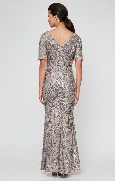 Caroline Flutter Sleeve Sequin Gown Alex Evenings 8196611 Wholesale