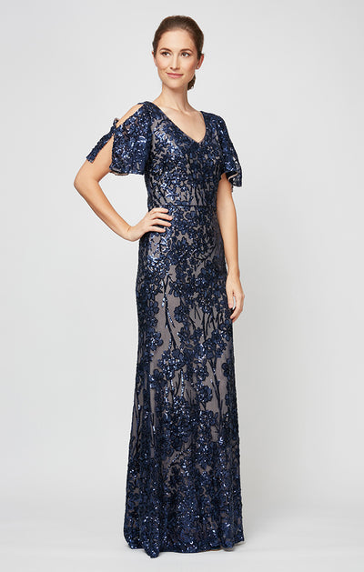 Caroline Flutter Sleeve Sequin Gown Alex Evenings 8196611 Wholesale
