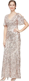 Caroline Flutter Sleeve Sequin Gown Alex Evenings 8196611 Wholesale