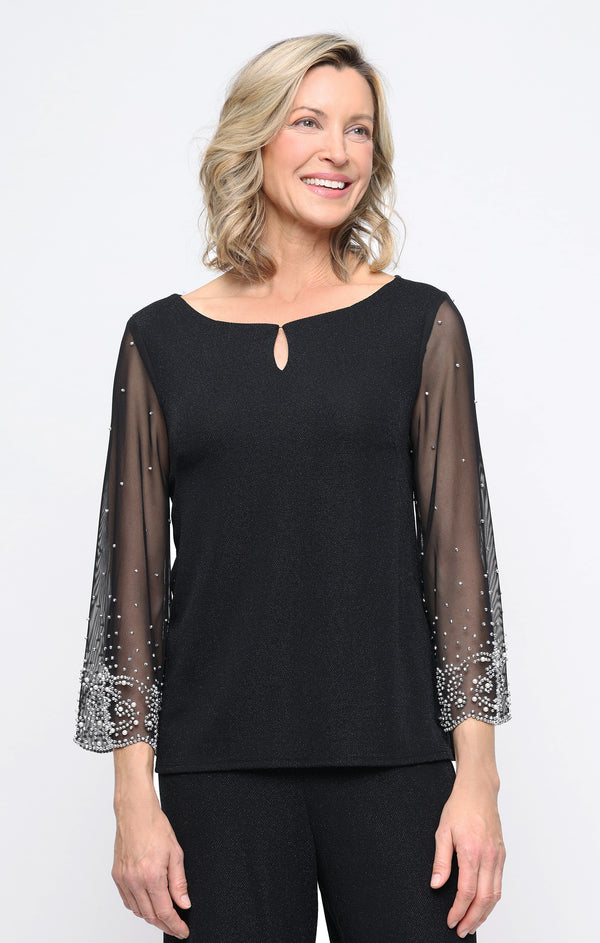 3/4 Sleeve Metallic Knit Blouse Alex Evenings 8327902 Wholesale