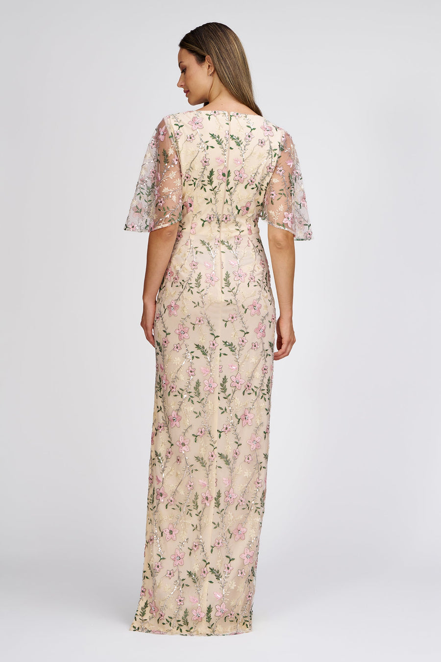 Floral Embroidered Flutter Sleeve Gown JS Collections 86113158 Wholesale
