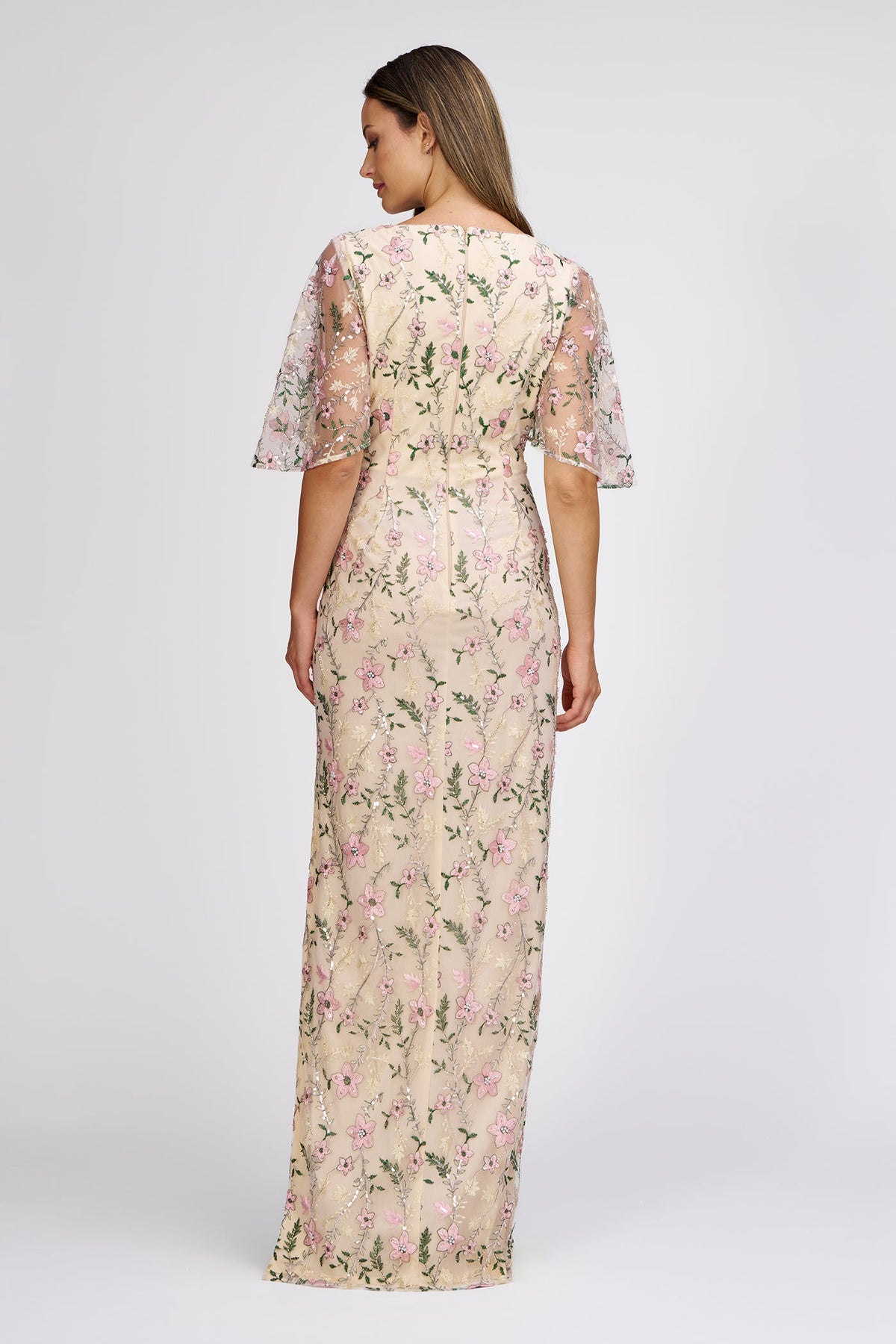 Floral Embroidered Flutter Sleeve Gown JS Collections 86113158 Wholesale