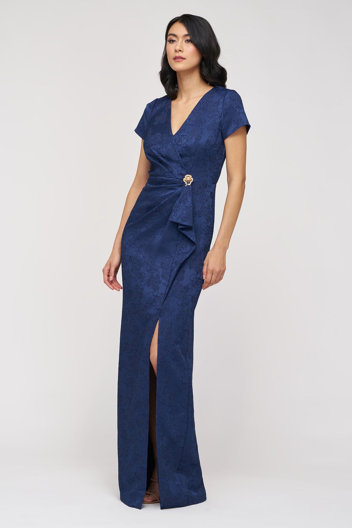 Faux Wrap Jacquard Gown JS Collections 86113570 Wholesale