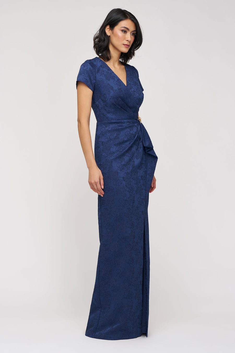 Faux Wrap Jacquard Gown JS Collections 86113570 Wholesale