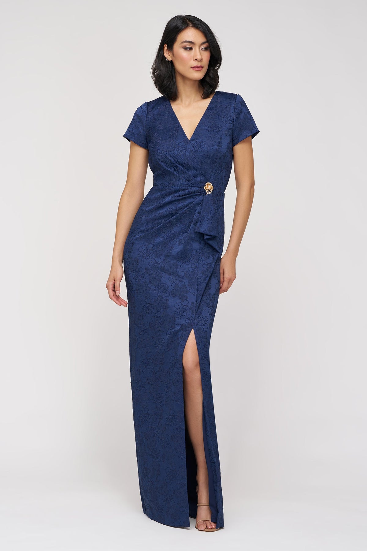 Faux Wrap Jacquard Gown JS Collections 86113570 Wholesale