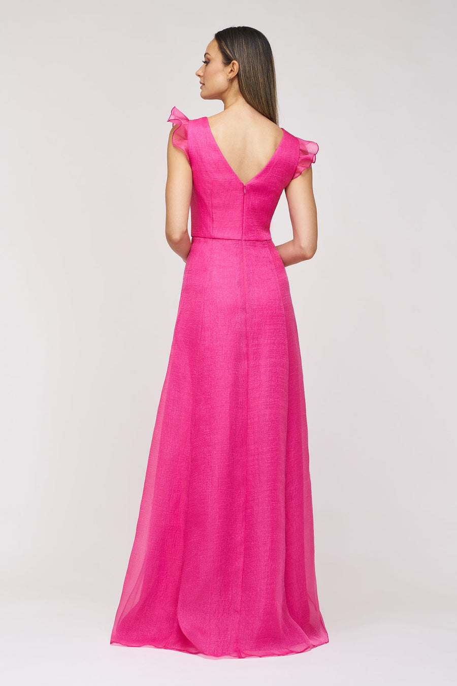 JS Collections Julie Organza Gown in Berry