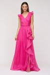 JS Collections Julie Organza Gown in Berry