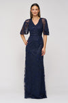 Navy Cape Sleeve Mermaid Gown JS Collections 86113580