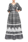 Formal Dresses Long Formal Stripe Print Evening Dress Black White