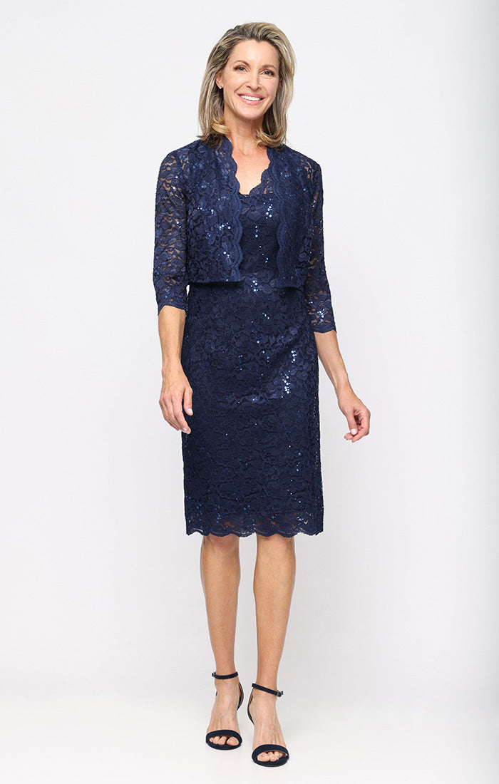 V-Neck Lace Bolero Dress SL Fashions 9213128 Wholesale