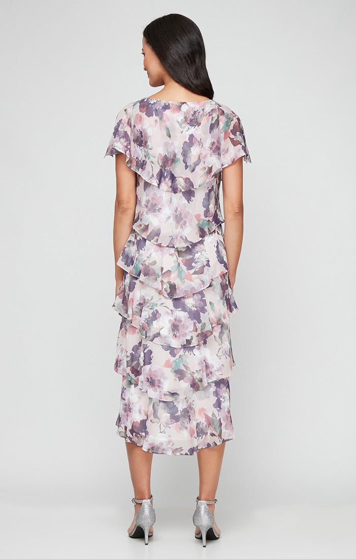 Printed Chiffon Tiered Dress SL Fashions 9272101