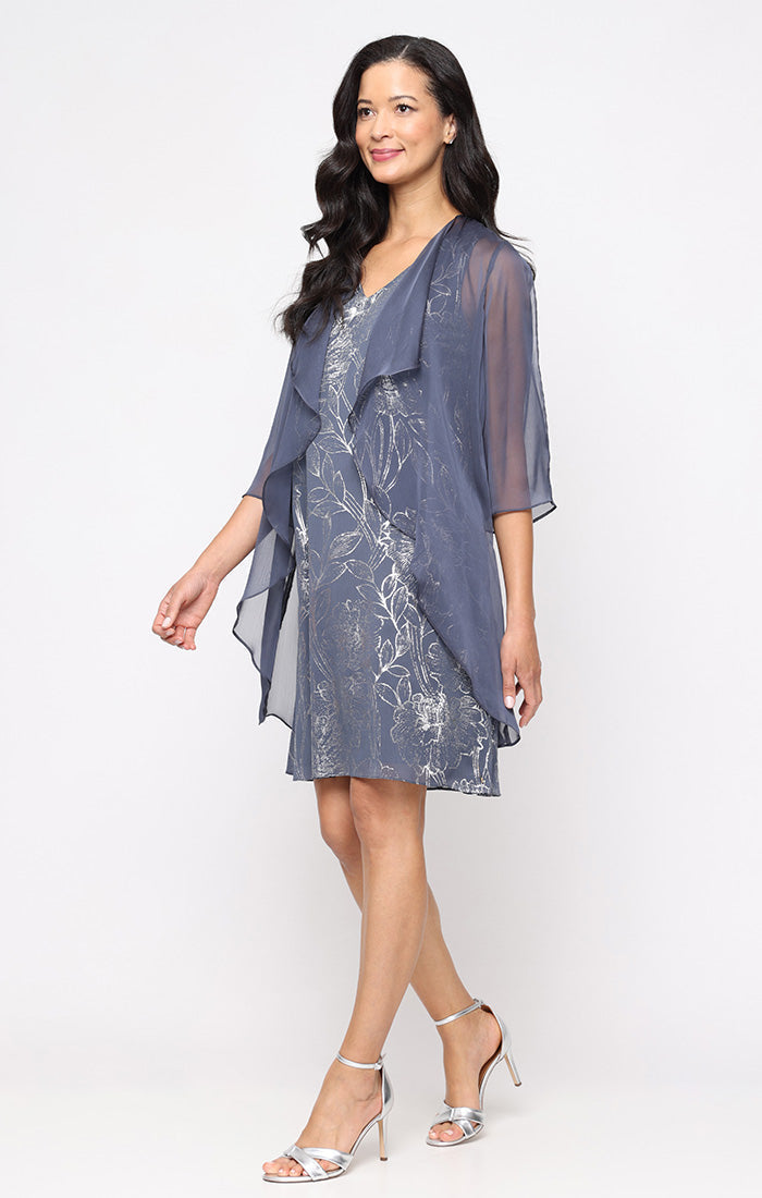 Mother of the Bride Dresses Mother of the Bride Short Cocktail Jacket Dress STEEL