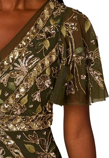 V-Neck Midi Sequin Occasion Fit & Flare Adrianna Papell AP1E211444