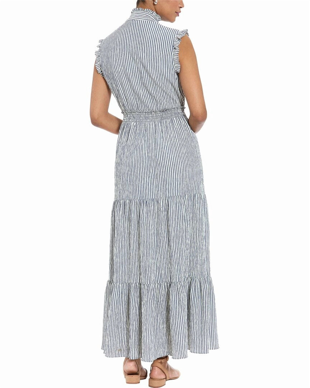 Striped Tiered Ruffle Maxi Dress London Times T7445M Wholesale