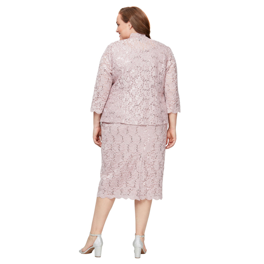 Two Piece Plus Size Lace Tea Length Jacket Dress SL Fashions 9413104 Wholesale