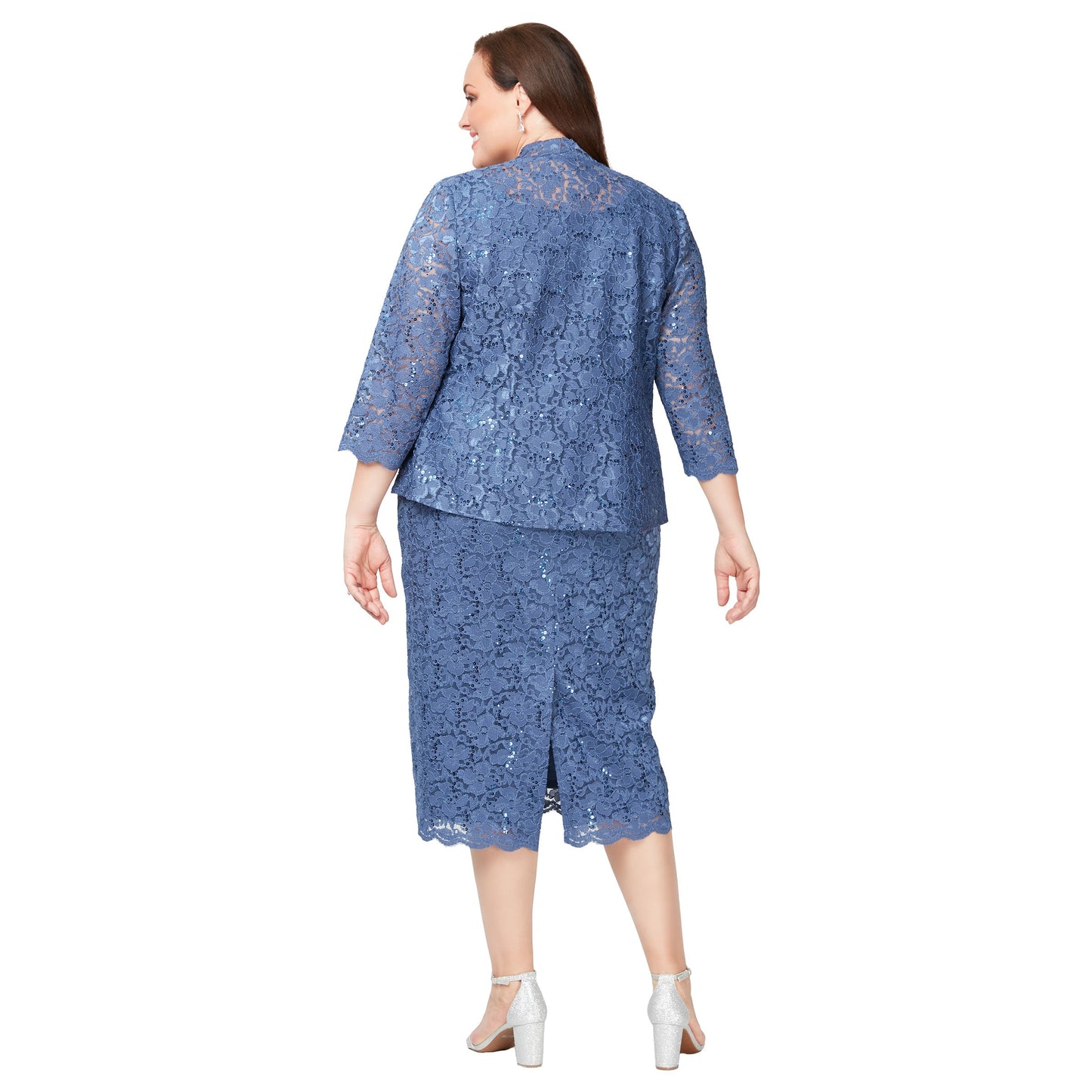 Two Piece Plus Size Lace Tea Length Jacket Dress SL Fashions 9413104 Wholesale