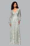 Melanie Foil Knit V-Neck Long Sleeve Dress Betsy & Adam A27153 Wholesale
