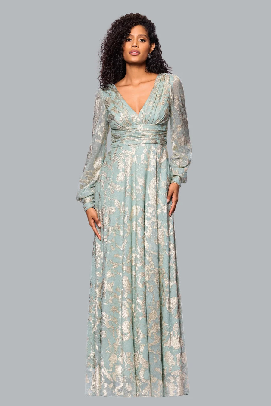 Melanie Foil Knit V-Neck Long Sleeve Dress Betsy & Adam A27153 Wholesale
