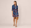 Abstract Print Button Down Dress With Three Quarter Bell Sleeves